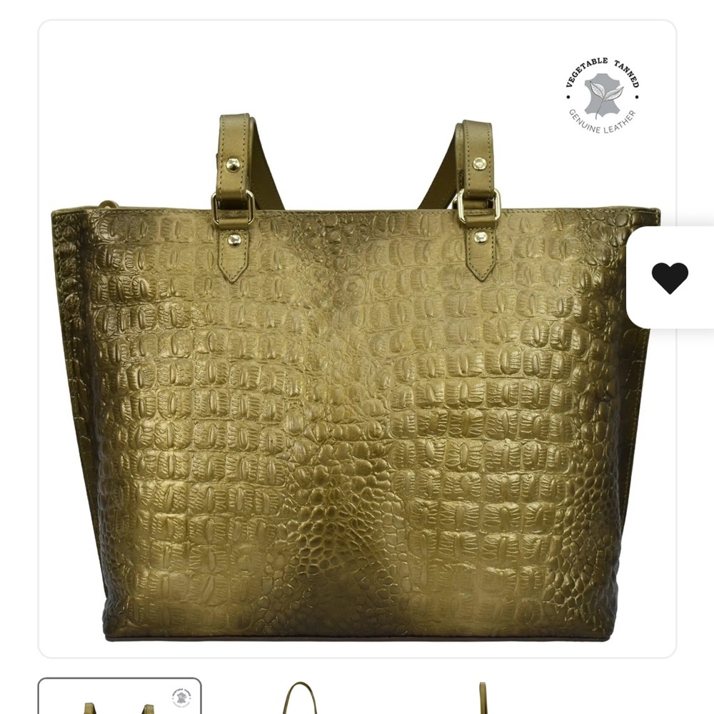 Anuschka Green Croc Tote Bag